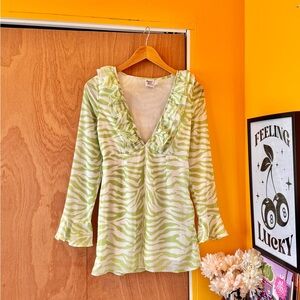 🎅 3/$15 SALE Princess Polly Nostalgia Green Mini Dress - Sz 2